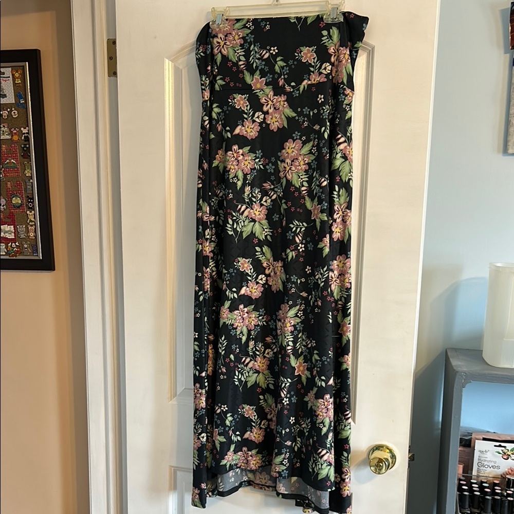LuLaRoe Black Maxi Slip Skirt with Asymmetrical Style for Casual Resort Wear